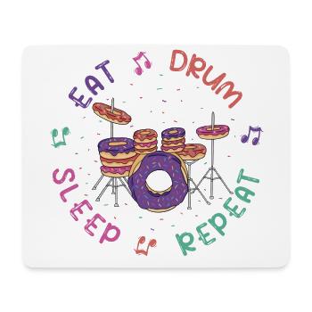 Funny Drum Kit from Donuts - Music Drums - Mouse Pad (horizontal) - white - Front