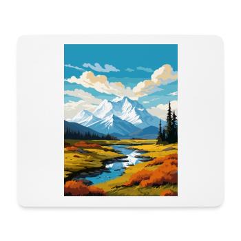Parc national de Denali Alaska Affiche de voyage vintage - Tapis de souris (format paysage) - blanc - Devant
