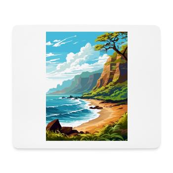 Napali Coast Hawaii Vintage voyage affiche Souvenir - Tapis de souris (format paysage) - blanc - Devant