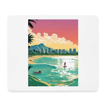 Honolulu Hawaii Vintage Travel Poster WPA Souvenir - Mouse Pad (horizontal) - white - Front