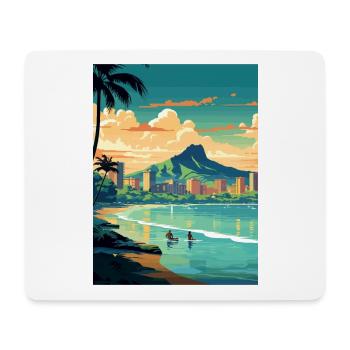 Honolulu Hawaii Vintage Travel Poster WPA Souvenir - Mouse Pad (horizontal) - white - Front