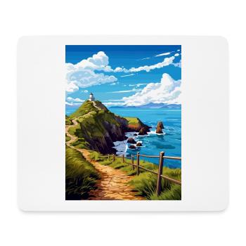 Nugget Point Nouvelle-Zélande Vintage Affiche de voyage WPA - Tapis de souris (format paysage) - blanc - Devant