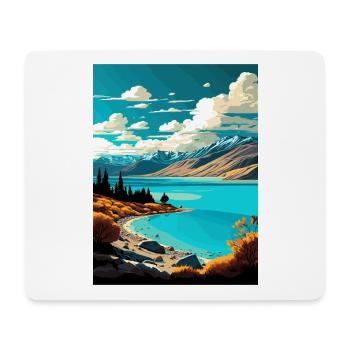 Lake Pukaki Neuseeland Vintage Reiseposter WPA - Mousepad (Querformat) - Weiß - Vorne