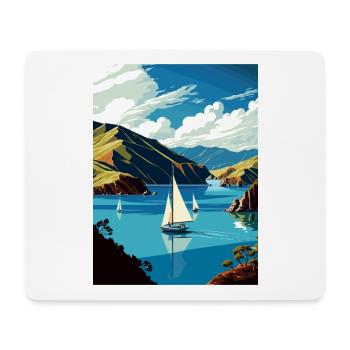 Marlborough Sounds Neuseeland Reiseposter - Mousepad (Querformat) - Weiß - Vorne