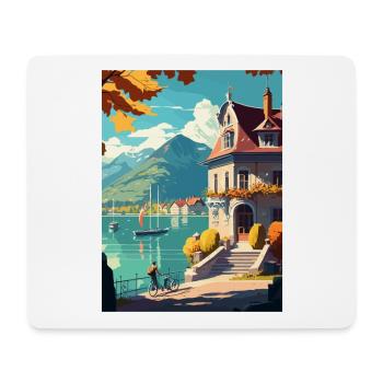 Annecy Décoration Vintage Voyage Poster Souvenir - Tapis de souris (format paysage) - blanc - Devant