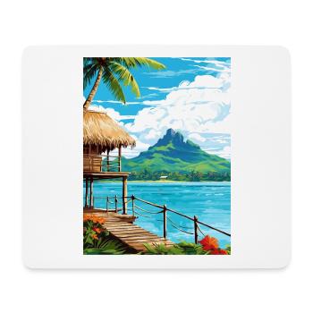 Bora Polynésie Française Vintage Voyage Poster WPA - Tapis de souris (format paysage) - blanc - Devant