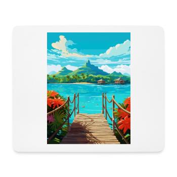 Bora Polynésie Française Vintage Voyage Poster WPA - Tapis de souris (format paysage) - blanc - Devant
