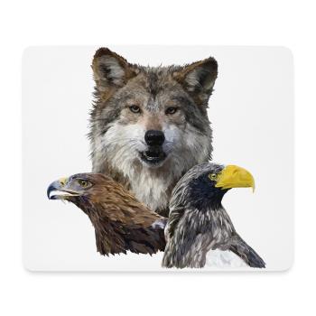 Wolf and Eagles - Mouse Pad (horizontal) - white - Front