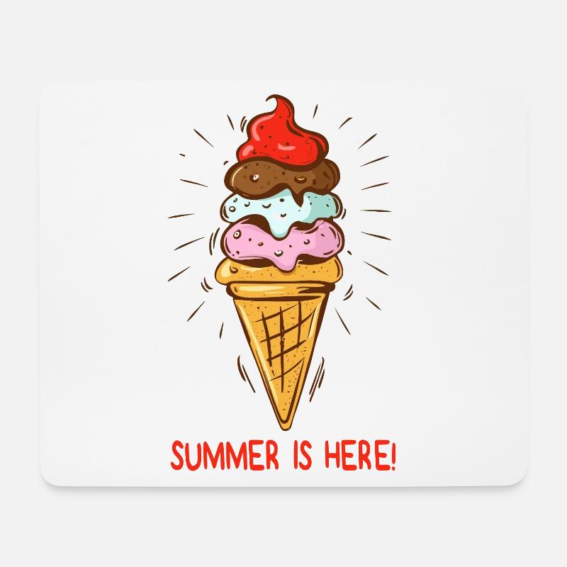 Eis Summer is here Eiscreme Eisdiele Sommerzeit - Mousepad (Querformat) - Weiß