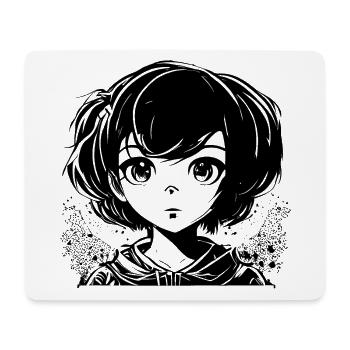 Manga Comic Mädchen mit großen Augen - Mousepad (Querformat) - Weiß - Vorne