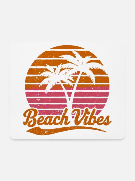 Beach Vibes Retro Sonne Urlaub Palmen Sommer - Mousepad (Querformat) - Weiß