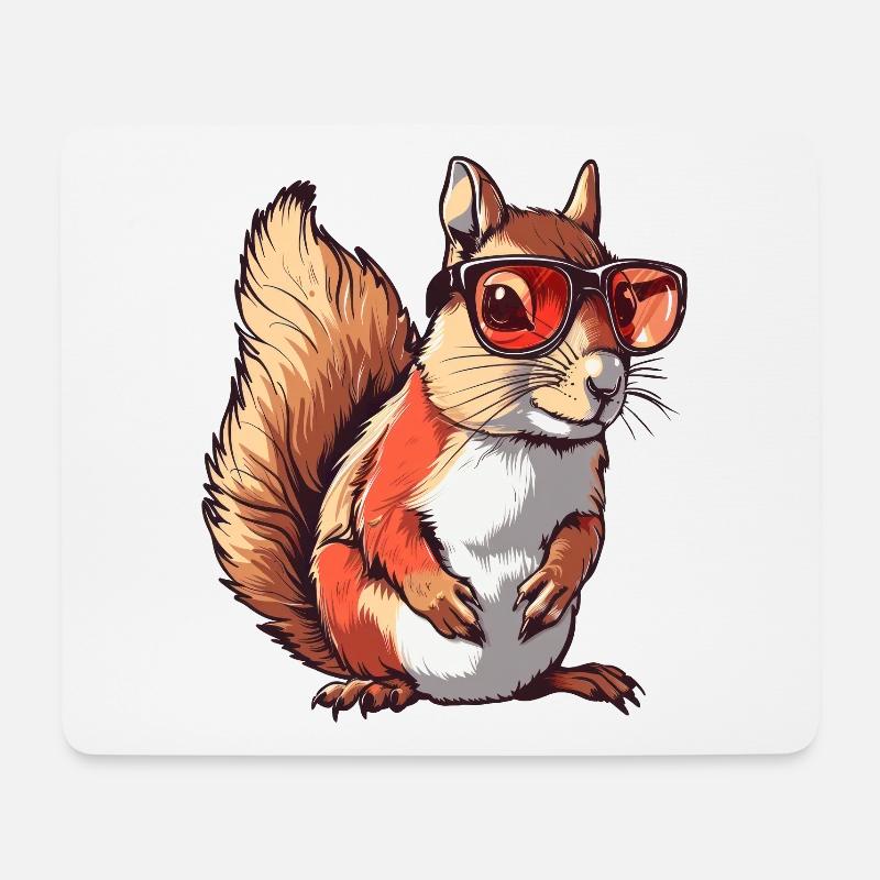 Eichhörnchen, Sonnenbrille, Sommer, geschenk - Mousepad (Querformat) - Weiß