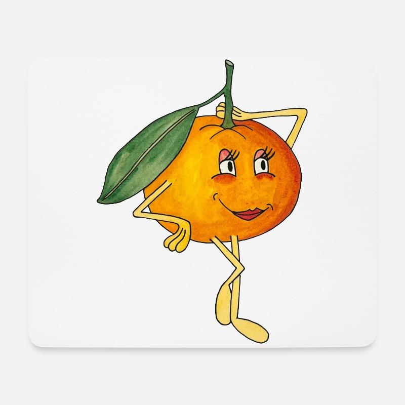 Cute Tangerine Cute Comic Style Fruit Fruit - Mouse Pad (horizontal) - white