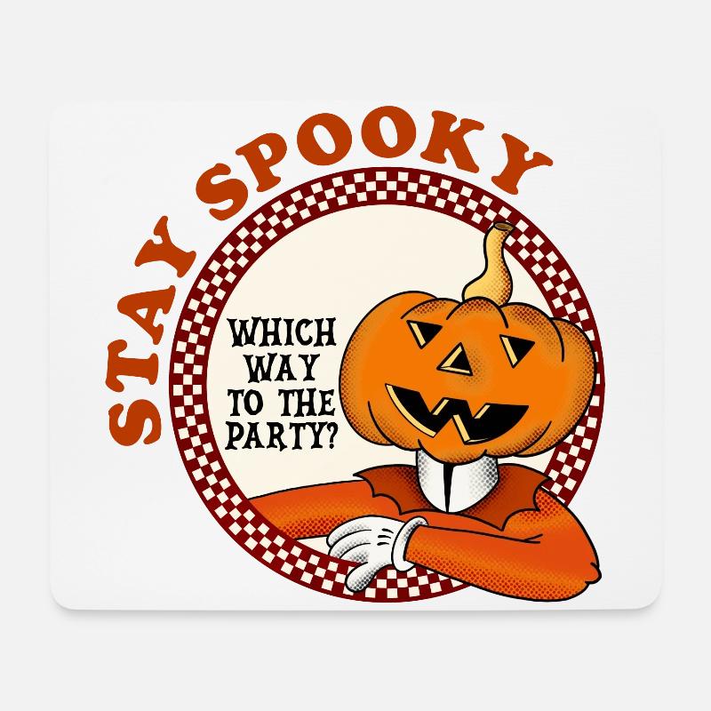 Halloween stay spooky Kürbiskopf vintage Party - Mousepad (Querformat) - Weiß