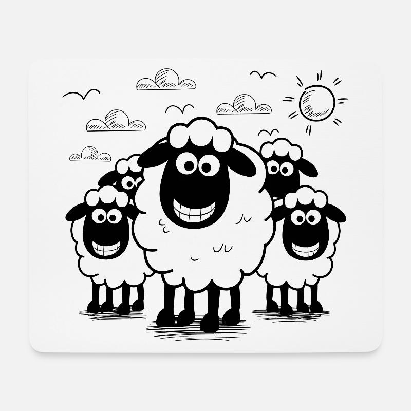 Lustige Schafe Schafherde Tiere - Mousepad (Querformat) - Weiß