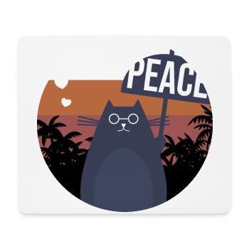 Chat Noir pour la Paix - Tapis de souris (format paysage) - blanc - Devant