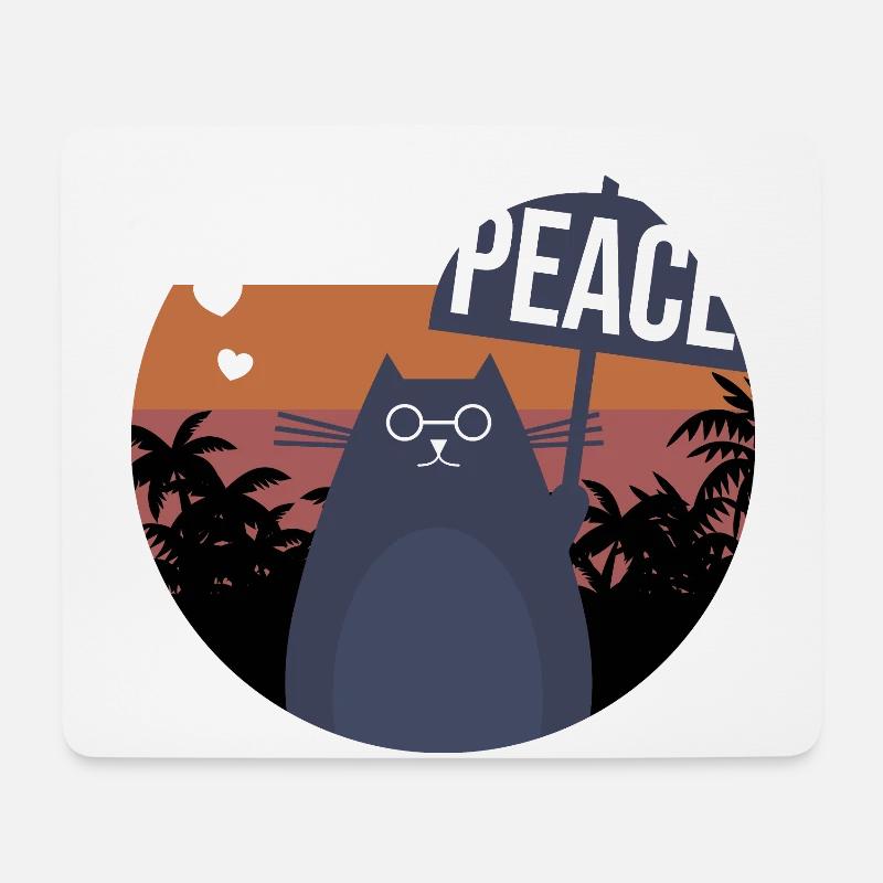 Schwarze Katze für Frieden - Mousepad (Querformat) - Weiß