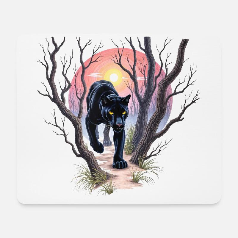 Panther auf der Jagd - Mousepad (Querformat) - Weiß