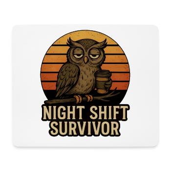Overnighted Owl - Night Shift Survivor - Mouse Pad (horizontal) - white - Front