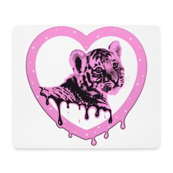 Tiger im Herzen - Pink - Mousepad (Querformat) - Weiß - Vorne