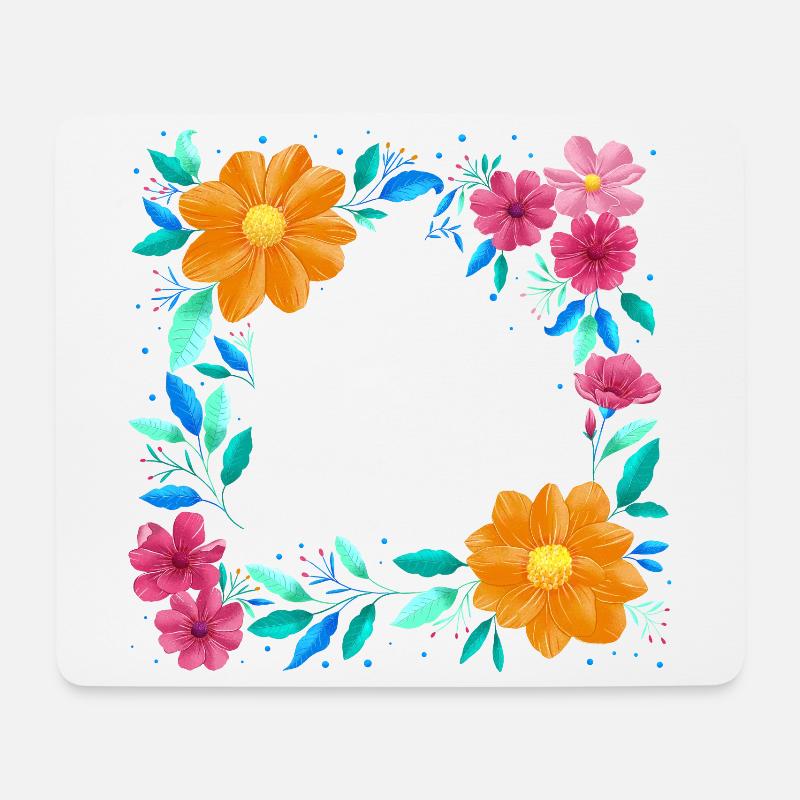 Blumenkranz in bunten Farben - Mousepad (Querformat) - Weiß
