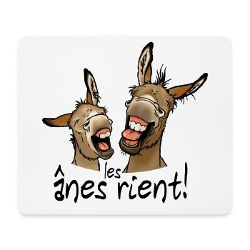 Les ânes rient! (texte noir) - Tapis de souris (format paysage) - blanc - Devant