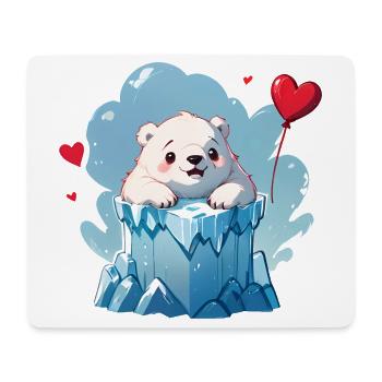 Verschenke diesen süßen Eisbären zum Valentinstag - Mousepad (Querformat) - Weiß - Vorne