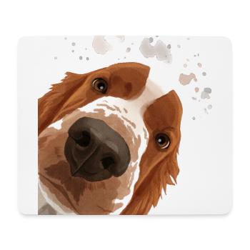 Curious Welsh Springer Spaniel Dog - Mouse Pad (horizontal) - white - Front
