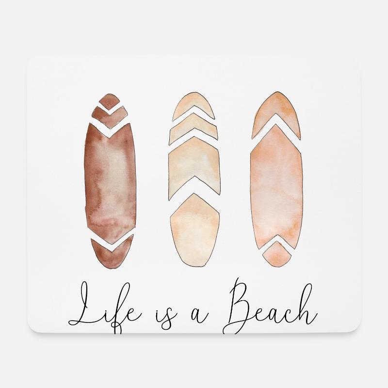 Life is a Beach | Surfboard Boho Style - Mousepad (Querformat) - Weiß
