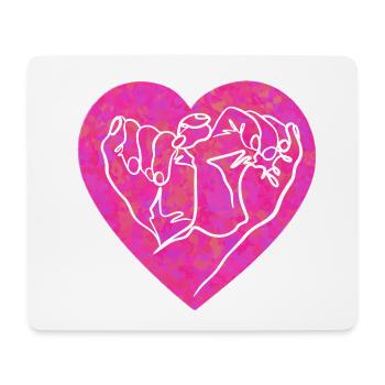 Hand Geste Herz rosa - Mousepad (Querformat) - Weiß - Vorne