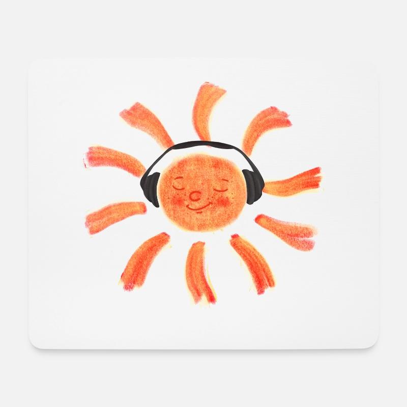 Die Sonne in Kopfhörern tanzt zur Musik - Mousepad (Querformat) - Weiß
