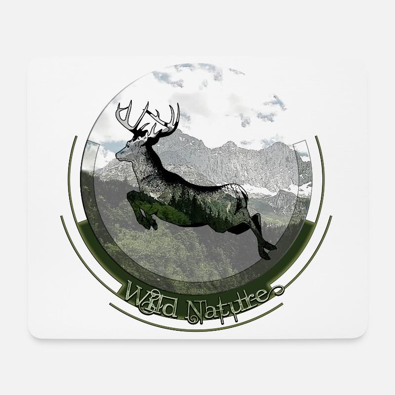 Wild Nature – Hirschmotiv für Jäger und Wanderer - Mousepad (Querformat) - Weiß