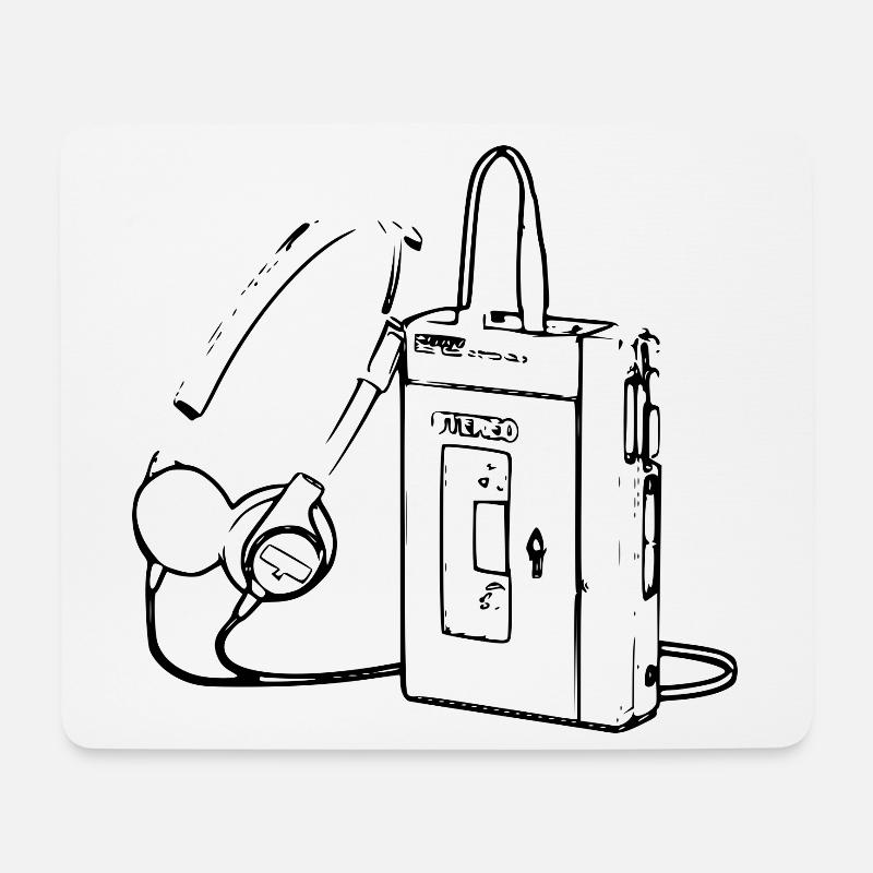 Rétro walkman cassette - Tapis de souris (format paysage) - blanc