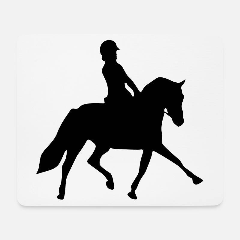 dressur reiterin pferd silhouette - Mousepad (Querformat) - Weiß