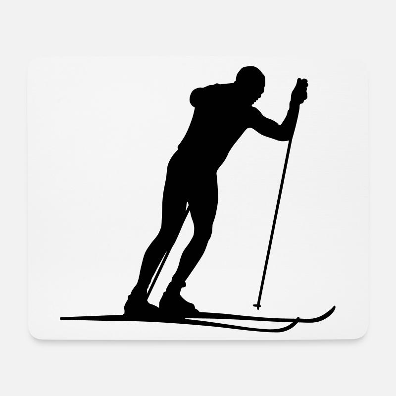 Ski Langlauf - Mousepad (Querformat) - Weiß