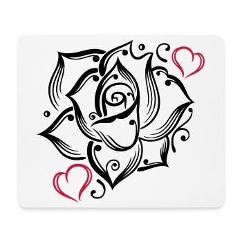 Rose Herzen Liebe Blume Blühen Romantisch - Mousepad (Querformat) - Weiß - Vorne