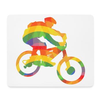 Farbiger Biker / Bunter Mountainbiker - Mousepad (Querformat) - Weiß - Vorne