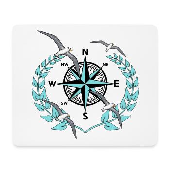 Kompass Windrose Möwen Nautik Maritim Seefahrt - Mousepad (Querformat) - Weiß - Vorne