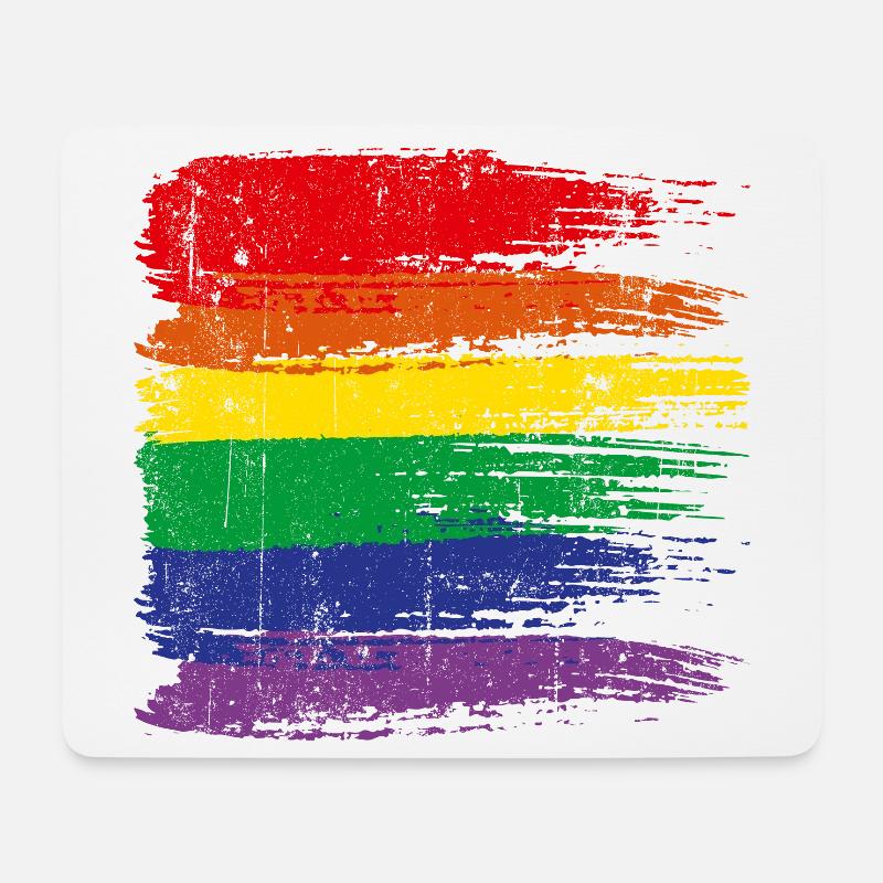 Regenbogen-Pinselstrich Pride - Mousepad (Querformat) - Weiß