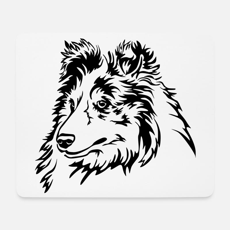 Sheltie Kopf - Mousepad (Querformat) - Weiß
