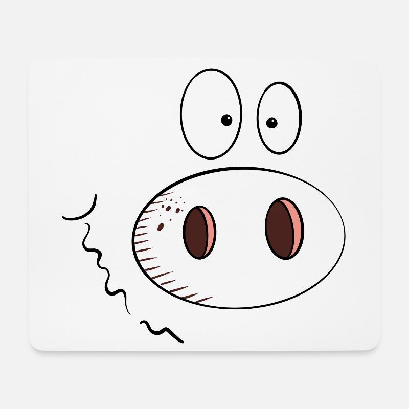Glückliches Schwein I Schweine Gesicht I Kopf - Mousepad (Querformat) - Weiß