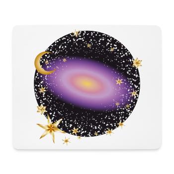 galaxie violette brillante avec la lune et les étoiles - Tapis de souris (format paysage) - blanc - Devant