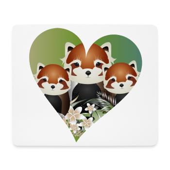 zauberhafte rote Panda Bär Familie mit grünem Herz - Mousepad (Querformat) - Weiß - Vorne