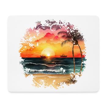 Sonnenuntergang zum tropischen Strand - Mousepad (Querformat) - Weiß - Vorne