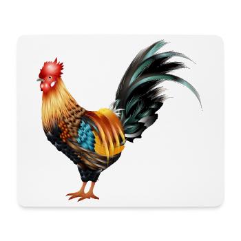 Coq artistiquement dessiné et coloré - Tapis de souris (format paysage) - blanc - Devant