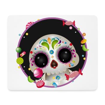 Cute Sugar Skull in candy frame - Mouse Pad (horizontal) - white - Front