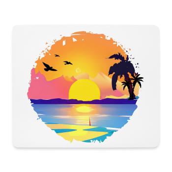Aquarelle de plage de coucher de soleil d’été - Tapis de souris (format paysage) - blanc - Devant