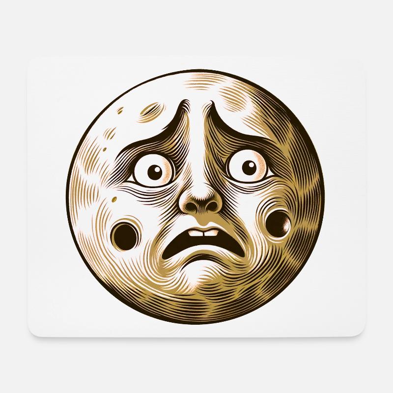 Schreckhafter Mond - Mousepad (Querformat) - Weiß
