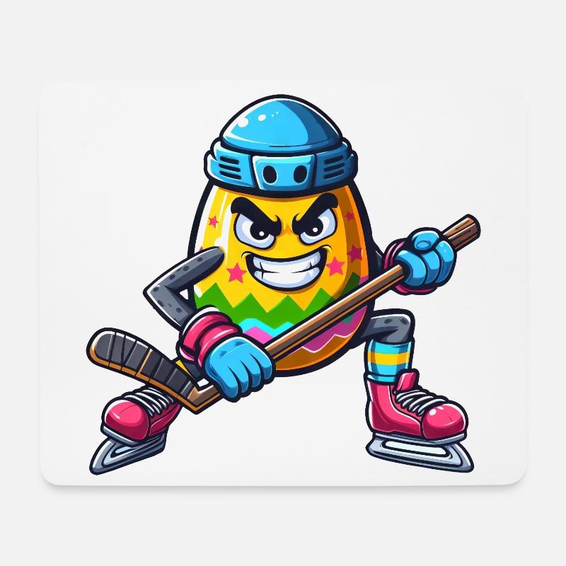 Osterei Eishockey Design | Eishockeyspieler - Mousepad (Querformat) - Weiß