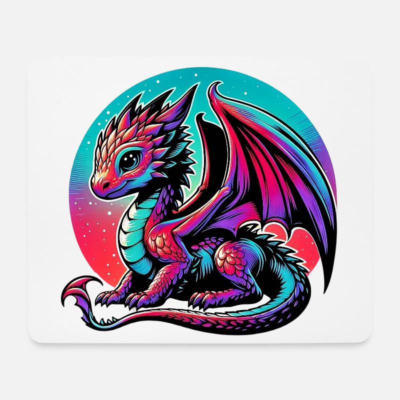 Drache - Mousepad (Querformat) - Weiß